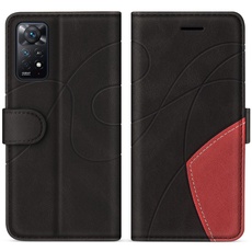KKEIKO Hülle für Xiaomi Redmi Note 11 Pro 4G / 5G, PU Leder Schutzhülle für Xiaomi Redmi Note 11 Pro 4G / 5G, Kratzfestes Brieftasche Handyhülle mit Kartenfächern, Schwarz