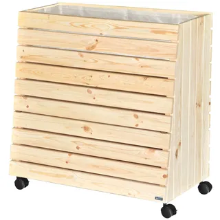WAGNER Mobiles Hochbeet GreenBOX (Größe L Massivholz Natur 79 x 80 x 43/33 cm Rollen inkl. Pflanztasche), Holz naturbelassen