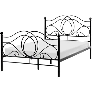 Beliani Bett mit Lattenrost Metall Lyra 120 x 200 cm schwarz