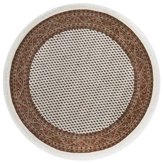 Rug and Roll Orientteppich Indo Mir, klassisch, strapazierfähig 250x250 cm , Creme , Textil , Orientalisch , Rund , 250x250 cm , antistatisch , Teppiche und Böden, Teppiche, Orientteppiche
