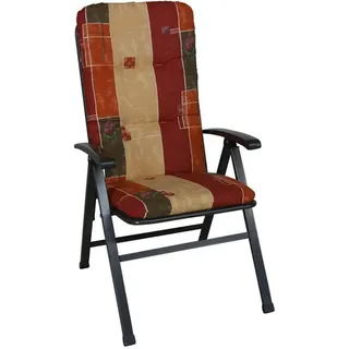 ANGERER Freizeitmöbel GmbH Auflage für Gartenmöbel - Stuhlauflage hoch Made in Germany (Rot-Terra-Beige Gemustert)