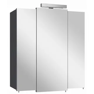 Carryhome Spiegelschrank , Anthrazit , Holzwerkstoff , 6 Fächer , 68x77x20 cm , Made in Germany , Badezimmer, Badmöbelsets & Badmöbelserien, Badmöbelserien