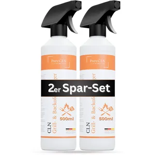 PureCLN Backofenreiniger Extra Stark - 2x 500ml Oven Cleaner - Backofenspray ohne Geruch - Intensiver Fettlöser & Grillreiniger gegen Verkrustungen - Ofenreiniger Backofenreiniger in Profi-Qualität