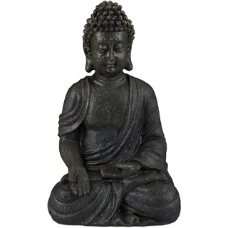 Relaxdays Buddha Figur sitzend 30 cm Dunkelgrau