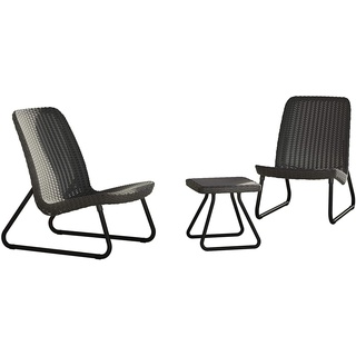 Keter Rio Patio Set - Modernes Lounge Gartenmöbel Set für Balkon und Garten in Graphit - Inkl. 2 Sessel & 1 Tisch