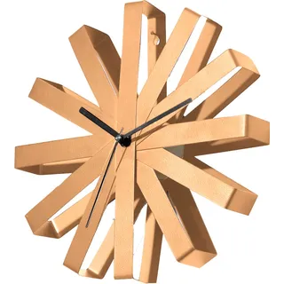 Design Edelstahl Fächer Wanduhr Metall Wanduhr Streifen Rosègold - Braun