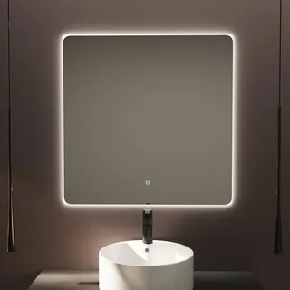 Baikal Rechteckiger Badezimmerspiegel | 80 x 80 cm | Hintergrundbeleuchtung | Touchscreen mit Antibeschlagschutz | Farbtöne 3500 K/4000 K/6000 K | Spiegel mit Licht | Spiegel mit LED