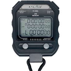 Schütt Stoppuhr PC-100 EL | Digital | Dreizeiliges Display | 100 Speicherplätze | Uhrzeit & Datum | Druckpunktmechanik | Spritzwasserfest | Sport | Trainer