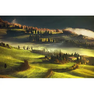 Papermoon "LANDSCHAFT-HERBST NATUR BÄUME WALD BERGE GEBIRGE ALPEN", bunt,