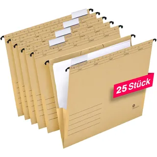 Hängetaschen für A4, Hängeregister, mit Leinenfröschen, inkl. Vollsichtreitern, braun, 25 Stück
