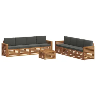 vidaXL Outdoor-Sofagarnitur 9 stk. Natur und Anthrazit - Braun