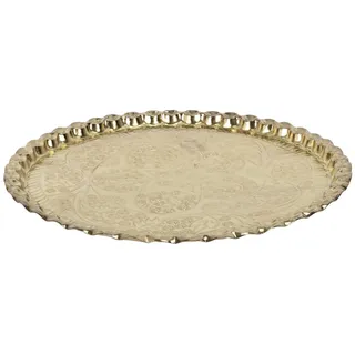 HOME DECO FACTORY, KA0114, Decorative Tray in Gold Metal, elegant and Versatile Design, ideal for Table or Decoration, Diameter 475 cm, Gold Color