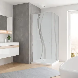 Schulte Duschkabine 90 x 90 x 190 cm, Drehtür mit Seitenwand, Sicherheitsglas Liane, Chromoptik, Eckdusche - Silber