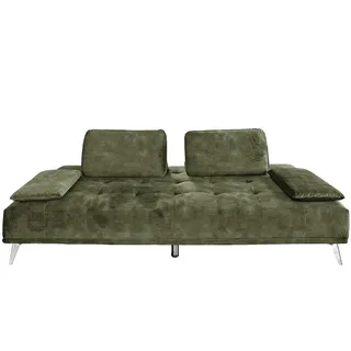 KAWOLA Sofa Wiolo Schlafsofa Daybed velvet moosgrün - Grün