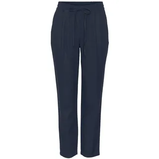 VERO MODA Damen Legere Leinen Stoffhose Casual Schlupfhose Lockere Ankle Pants, Farben:Blau-2, Größe:XL