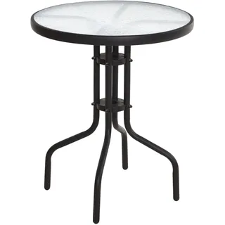 Metall Glastisch in schwarz - Ø 60 cm - Modell: RUND - Schwarz, Transparent