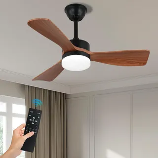 diisunbihuo 36" Deckenventilator mit Licht, Low Profile, 3-flügelig, 6-Stufen leiser DC-Motor dimmbare LED mit 3 Farbtemperaturen, reversibel, mit Fernbedienung für Wohnzimmer & Schlafzimmer für