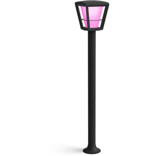 Philips Hue Econic Außen-Wegeleuchte, Gartenbeleuchtung, Schwarz | White & Color Ambiance, 16 Mio. Farben, IP44 für den Außenbereich, 1040 lm, Dimmbar, App- und Sprachsteuerung, Smart Home