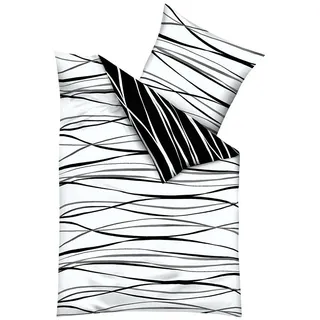 KAEPPEL Motion Mako-Satin schwarz/weiß 135 x 200 cm + 80 x 80 cm