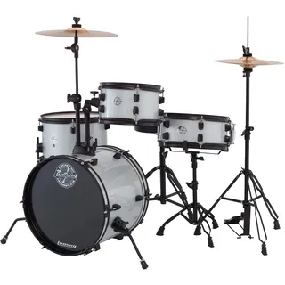 Ludwig Pocket Kit von Questlove | All-in-One-Schlagzeug für Einsteiger | Mit 4 Trommeln, Hi-Hats, Crash/Ride-Becken, Pedalen, Hocker und Drumsticks | Lackierung White Sparkle (LC178X029)