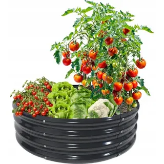 HOCHBEET 60x60x30cm Rund AnthrazitPflanzenbeet Gartenbeet Pflanzkübel Blumenkasten Gemüsebeet Frühbeet Kräuterbeet Beeteinfassung Beetrand 8472 - Grau