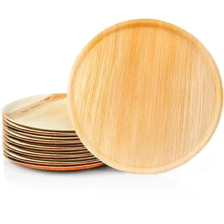 Wisefood Palmblatt Pizzateller – 25 Stück Bio Einweg Pizzabrett Ø 30 cm rund & flach – kompostierbares Palmblattgeschirr – nachhaltiges Einweggeschirr für Pizza