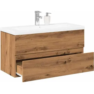 vidaXL Waschbeckenunterschrank mit Einbaubecken Artisan-Eiche - Braun