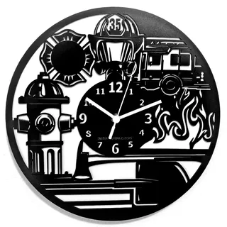 Instant Karma Clocks Wanduhr Feuerwehr Design 0,00 schwarz
