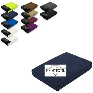 EXKLUSIV HEIMTEXTIL Frottee Spannbettlaken Marke 140 x 200 cm 80% Baumwolle, 20% Polyester Öko - Tex Zertifiziert, Markenqualität, Matratzenhöhe bis 25 cm, Navyblau