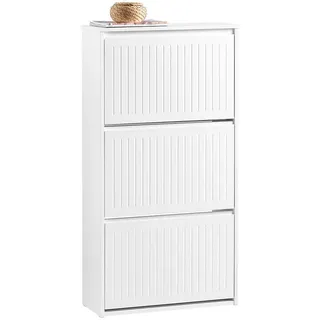 SoBuy Schuhschrank Weiß Holzwerkstoff, 61x120x26 cm, Garderobe, Schuhaufbewahrung, Schuhkipper