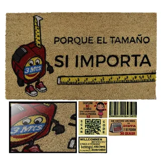 LUCA HOME Natürliche Kokos-Fußmatte, 70 x 40 cm, mit Rutschfester Unterseite, Kokos-Fußmatte, lustig, für Außentür oder Flur