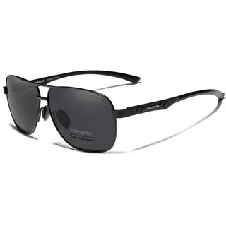 KINGSEVEN Herren Sonnenbrille Pilot Square Vintage Design Polarisierter UV400 Schutz Al-Mg Ultra-Light 7188 (Black/Gray)