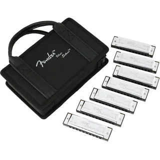 Fender Blues Deluxe Mundharmonika-Set mit 7 verschiedenen Tönen, Nickel