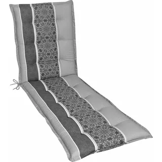 Herlag Liegenauflage Valeria 195x60x7,5cm für Gartenliege Streifen-Muster Anthrazit - Grau
