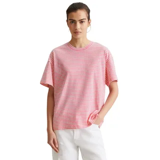 Marc O'Polo Denim Damen, T-Shirt aus Bio-Baumwolle gestreift, Rosa (medium Pink Multi 01), XS,