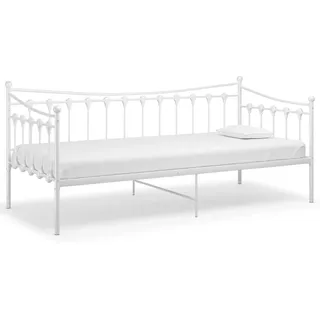 vidaXL Schlafsofa Bettgestell Weiß Metall 90/200 Cm , Rechteckig , 90x200 cm , Schlafzimmer, Betten