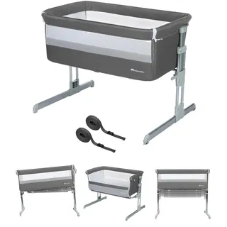 Bebeconfort Calidoo, 2-in-1 Beistellbett Baby & Stubenwagen, 0–6 Monate (0–9 kg), verstellbarer Co-Sleeper, 5 Höhen, große gepolsterte Matratze, Seiten aus Netz, faltbare Seite, Grey Mist