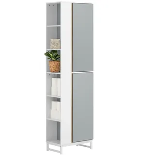 SoBuy Hochschrank Hellgrau bht ca: 50X181X30cm - Holzwerkstoff, Metall 50x181x30 cm, Badezimmer, Badezimmerschränke, Hochschränke