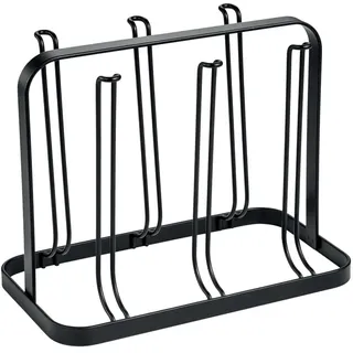 Wintem Abtropfgestell für Gläser, Tassen oder Flaschen mit 6 Stück, Abtropfgestell aus Metall, schwarz, robust, 12,5 x 22,2 x 17,5 cm