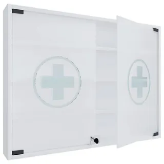 Mid.you Medizinschrank , Weiß , Glas, Holzwerkstoff , 3 Fächer , 80x60x10 cm , Badezimmer, Badmöbel, Medizinschränke