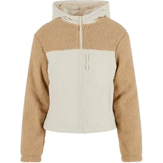 URBAN CLASSICS Sherpa Crinkle Nylon Mix Jacke Union Beige/White Sand 5XL