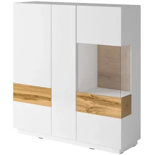 OTTO home Sideboard SILKE 130 x 139 x 40 cm Weiß hochglanz / Votaneichefarben