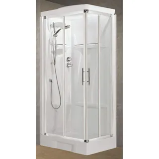 Novellini Neu Holiday A90 Dach 90x90 Kabine Thermostat Durchsichtig Weiß