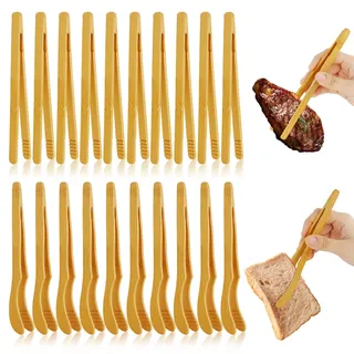 MAOMUN 20 Stück Holz Grillzange Holz Holzzange mit Anti-Rutsch-Design, Wiederverwendbare Holzgrillzangen Bambuszange, 17.8cm Holzzange Küche Küchenzange Holzgrillzange für Toast Tee gebraten BBQ