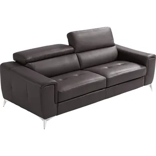 Egoitaliano Schlafsofa »Francine Designsofa, Loungesofa mit Dauerschlaffunktion, Breite 233 cm« mit Bettfunktion, Leder »BULL« schwarz, Fußfarbe chrom, schwarz,