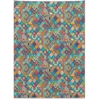 Abakuhaus marokkanisch Wandteppich, Orientalische Ethno-Motive aus Weiches Mikrofaser Stoff Kein Verblassen Klare Farben Waschbar, 110 x 150 cm, Mehrfarbig