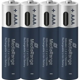 MediaRange USB-C Li-Ion Akku AAA 500 mAh 4 St.