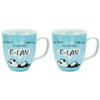 Hope & Gloria Tasse mit Motiv Panda E-LAN | Kaffeetasse, Porzellan, 40 cl | Tasse mit Spruch, Geschenk lustig, Geburtstag | 45672 (Packung mit 2)