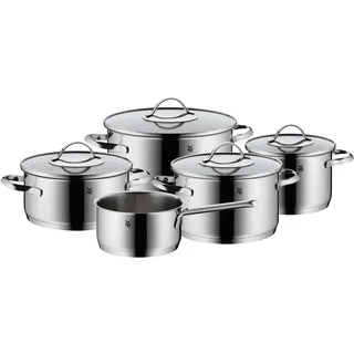 WMF Aparto Topfset Induktion 5-teilig mit Glasdeckel, Cromargan Edelstahl poliert, Induktions Töpfe Set unbeschichtet, für alle Herdarten geeignet, ohne Skalierung, spülmaschinengeeignet