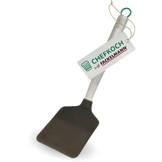 Chefkoch trifft Fackelmann – Hochwertiger Pfannenwender aus Edelstahl mit Silikon, Hitzebeständig bis 230°C, Spülmaschinengeeignet, Ideal für beschichtete Pfannen